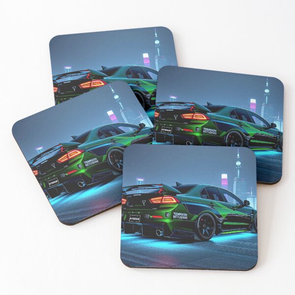 Item preview, Black Mitsubishi EVO from behind on a roof at night designed and sold by Salimgor Hangaround Music.