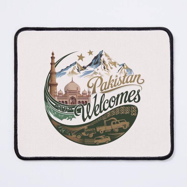 Item preview, Pakistan Welcomes Flag Map Islamabad, K2, Lahore, Himalayas designed and sold by AnimalsDH305.
