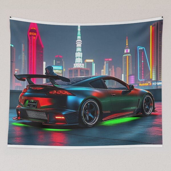 Item preview, Mitsubishi EVO from behind on a roof at night designed and sold by Salimgor Hangaround Music.