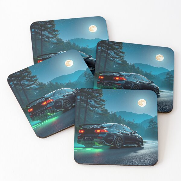 Item preview, Mitsubishi EVO from behind on a country road in the moonlight designed and sold by Salimgor Hangaround Music.