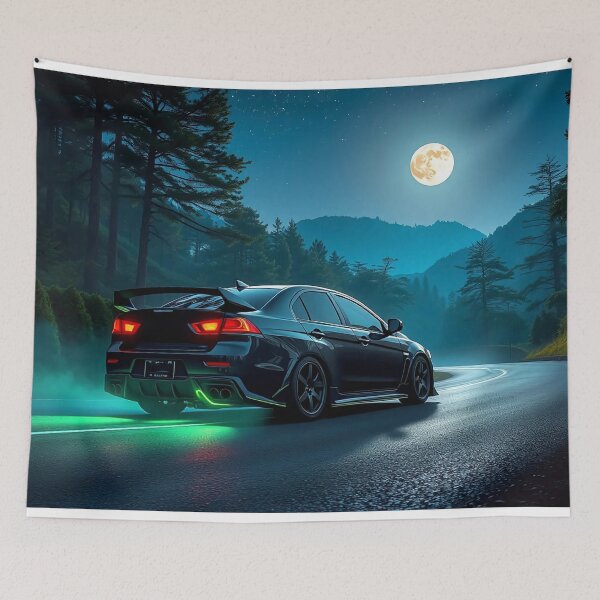 Item preview, Mitsubishi EVO from behind on a country road in the moonlight designed and sold by Salimgor Hangaround Music.