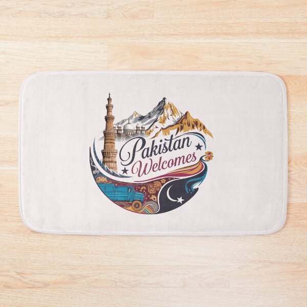 Item preview, Pakistan Welcomes Flag Map Islamabad, K2, Lahore, Himalayas designed and sold by AnimalsDH305.