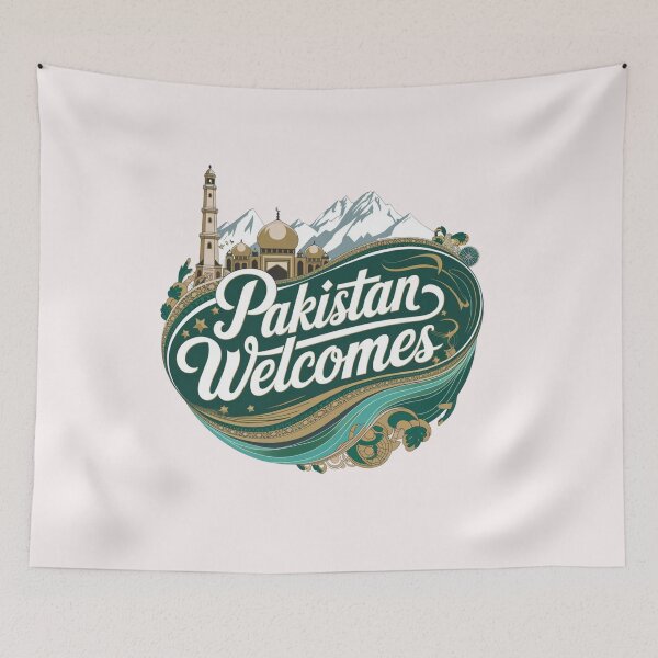 Item preview, Pakistan Welcomes Flag Map Islamabad, K2, Lahore, Himalayas designed and sold by AnimalsDH305.