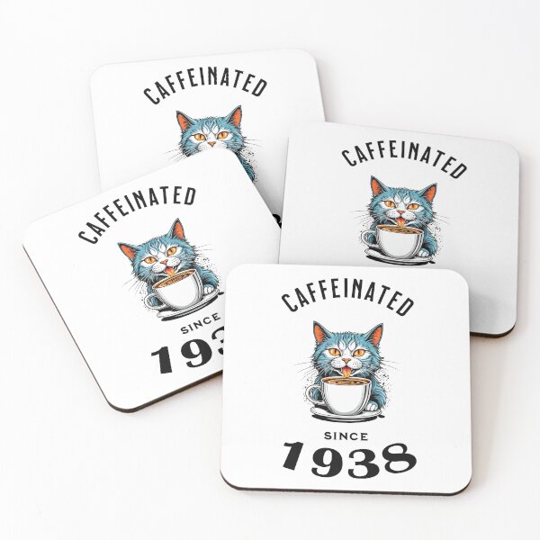 Item preview, Cat Caffeinated Since 1938 designed and sold by LegendaryDesigns.