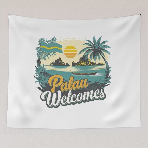 Item preview, Palau Welcomes Flag Map Ngerulmud, Islands, Jellyfish Lake designed and sold by AnimalsDH305.