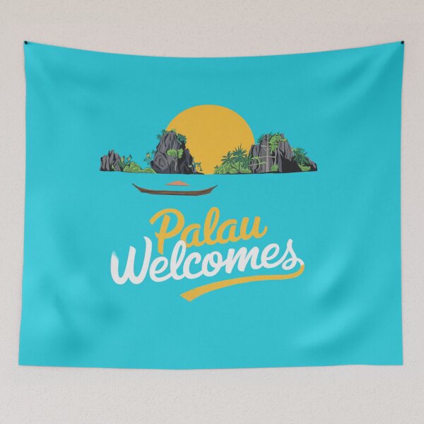 Item preview, Palau Welcomes Flag Map Ngerulmud, Islands, Jellyfish Lake designed and sold by AnimalsDH305.