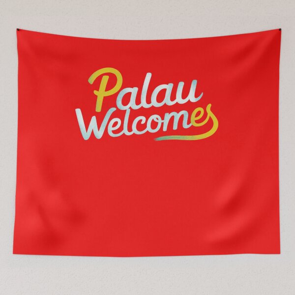 Item preview, Palau Welcomes Flag Map Ngerulmud, Islands, Jellyfish Lake designed and sold by AnimalsDH305.