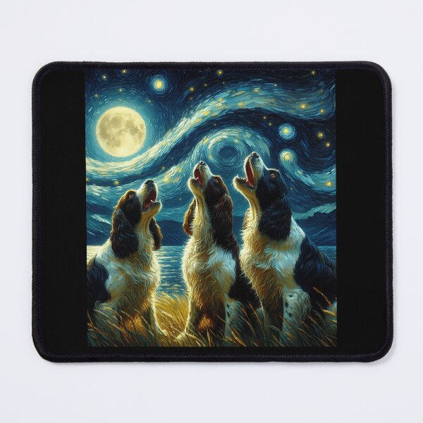 Item preview, Starry Night Three English Springer Spaniels Howling at Moon Dog Lover designed and sold by Kimberley King Art  King Art.