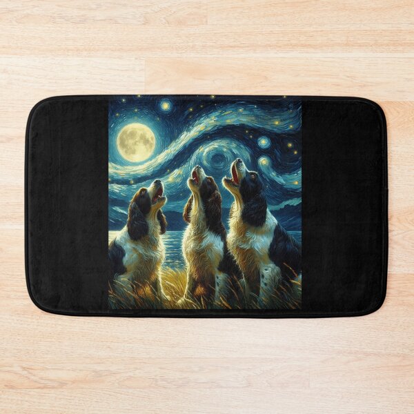 Artikelvorschau, Sternenklare Nacht Drei English Springer Spaniels heulen den Mond an Hundeliebhaber entworfen und verkauft von Kimberley King Art  King Art.