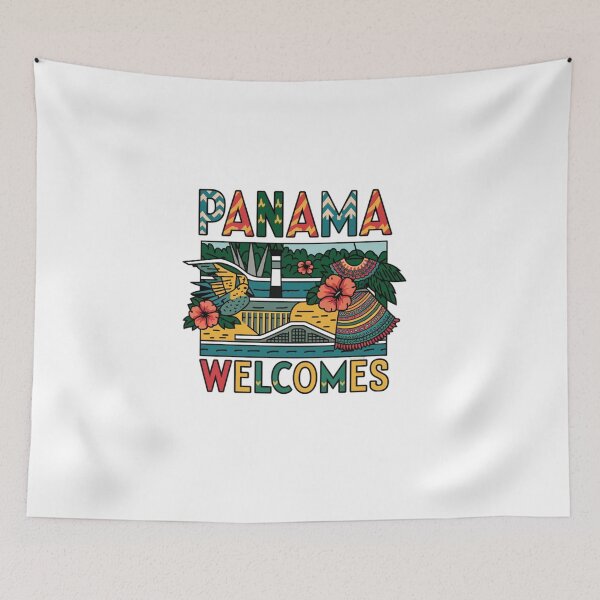Item preview, Panama Welcomes Flag Map Panama Canal, Panama City designed and sold by AnimalsDH305.