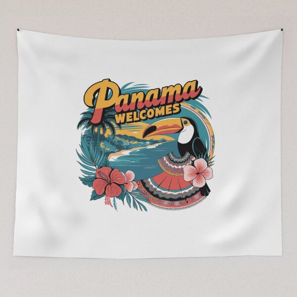 Item preview, Panama Welcomes Flag Map Panama Canal, Panama City designed and sold by AnimalsDH305.