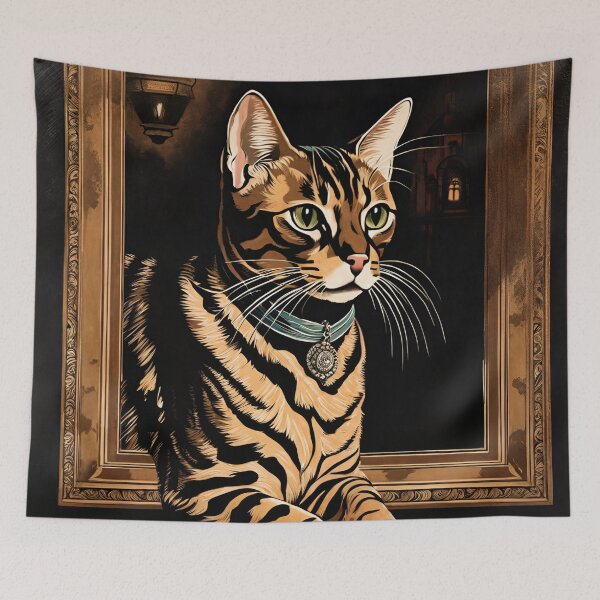 Item preview, Vintage Cat Art: Brown Tabby Cat Emerging from Painting | Animal Art | Gothic Art | Cat Art | Vintage Cat Illustration designed and sold by UnhingedBird.