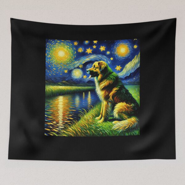 Item preview, Starry Night Estrela Mountain Dog Van Gogh Lover designed and sold by Kimberley King Art  King Art.