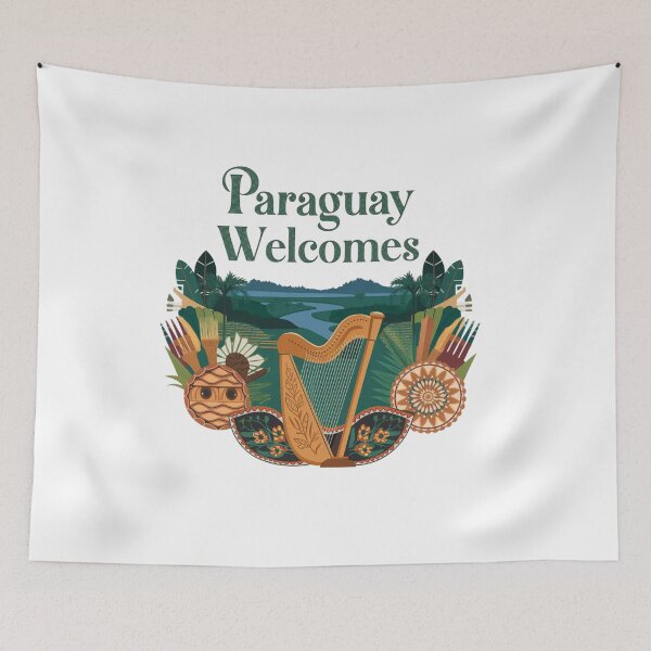 Item preview,  Paraguay Welcomes Flag Map Asunción, Paraguay River, Chaco designed and sold by AnimalsDH305.