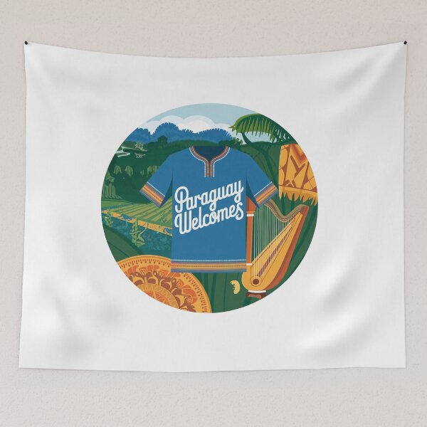 Item preview, Paraguay Welcomes Flag Map Asunción, Paraguay River, Chaco designed and sold by AnimalsDH305.