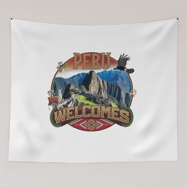 Item preview, Peru Welcomes Flag Map Machu Picchu, Cusco, Lima designed and sold by AnimalsDH305.