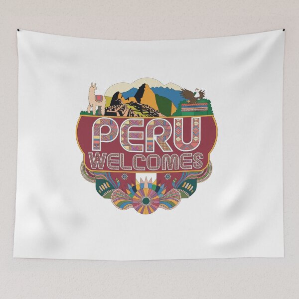 Item preview, Peru Welcomes Flag Map Machu Picchu, Cusco, Lima designed and sold by AnimalsDH305.