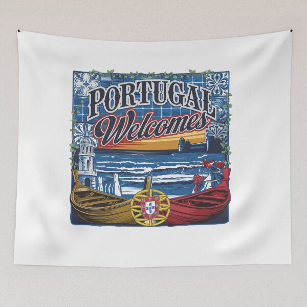 Item preview, Portugal Welcomes Flag Map Lisbon, Porto, Duero River designed and sold by AnimalsDH305.