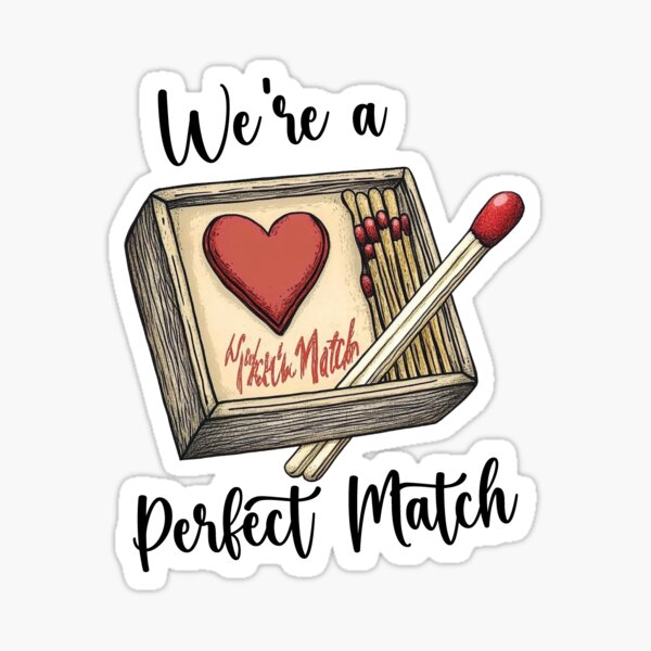 Artikel-Vorschau von Perfect Match Romantisches Herz Streichholzschachtel Art, designt und verkauft von Print Haven Design.