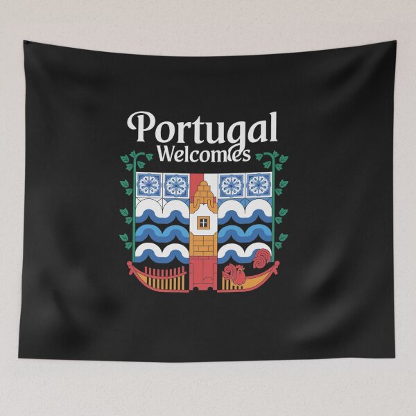 Item preview, Portugal Welcomes Flag Map Lisbon, Porto, Duero River designed and sold by AnimalsDH305.