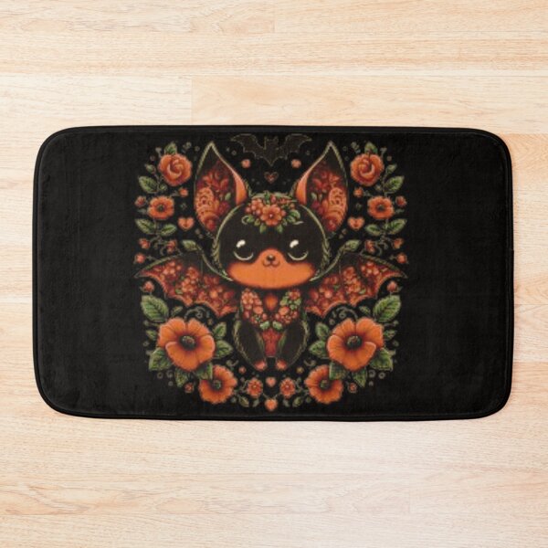 Item preview, cute bat with flowers in retro design designed and sold by CorvusLunaArt.