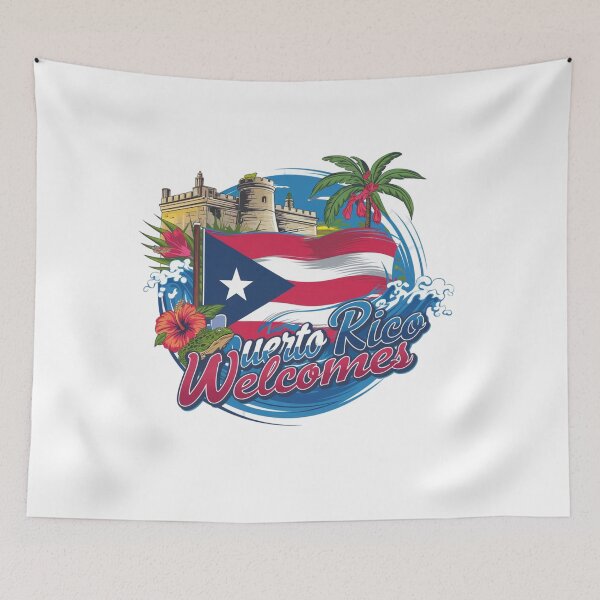 Item preview, Puerto Rico Welcomes Flag Map San Juan, El Yunque designed and sold by AnimalsDH305.