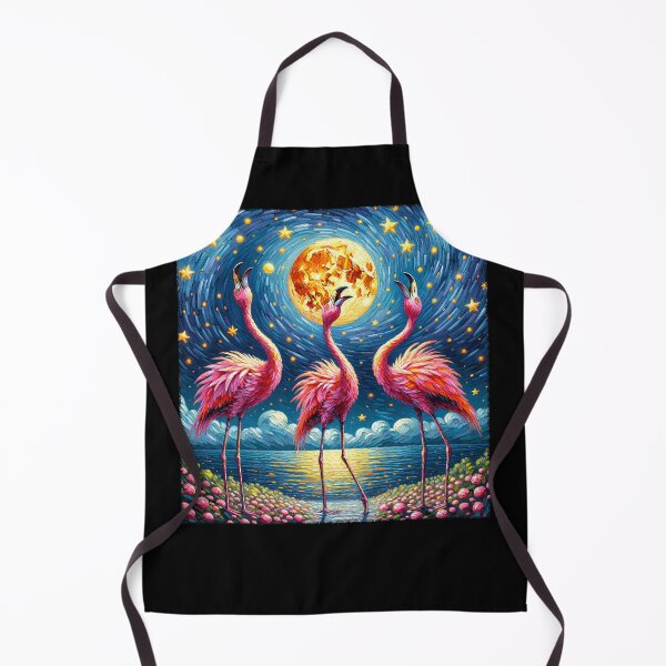 Item preview, Starry Night Three Flamingos Howling at Moon Van Gogh Lover designed and sold by Kimberley King Art King Art.