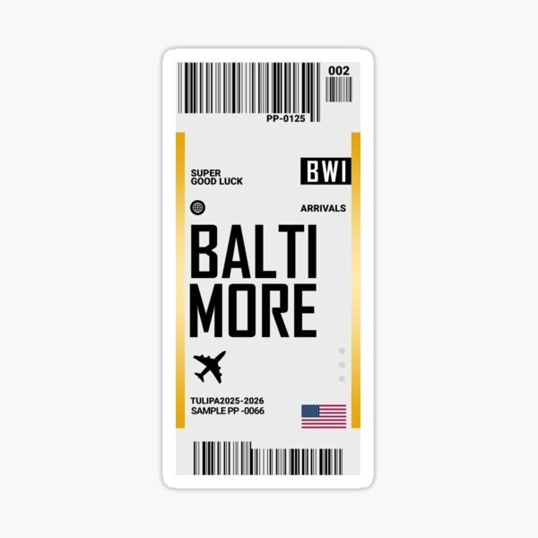Item preview, Baltimore Boarding Pass USA Travel Ticket designed and sold by TulipaGraphics.