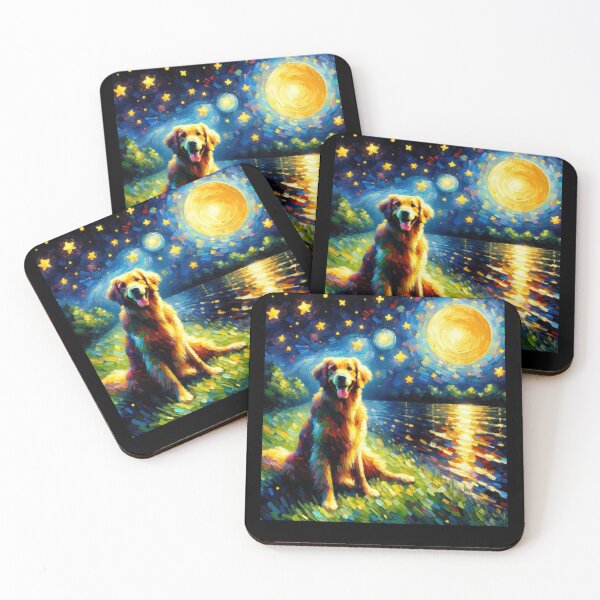 Item preview, Starry Night Flat-Coated Retriever Dog Van Gogh Lover designed and sold by Kimberley King Art  King Art.