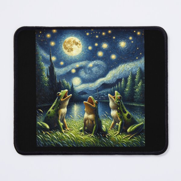 Item preview, Starry Night Three Frogs Howling at Moon Frog Lover designed and sold by Kimberley King Art King Art.