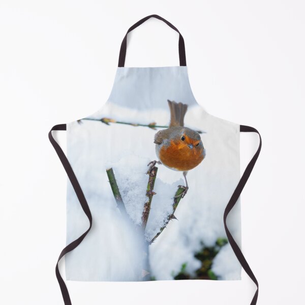 Item preview, Robin perched on a rose stalk in snow designed and sold by AndrewJonesFoto.
