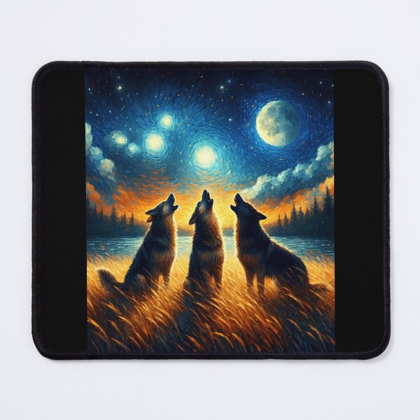 Item preview, Starry Night Three German Shepherds Howling at Moon Dog Lover designed and sold by Kimberley King Art  King Art.