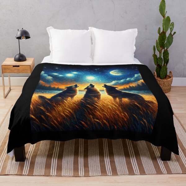 Item preview, Starry Night Three German Shepherds Howling at Moon Dog Lover designed and sold by Kimberley King Art  King Art.