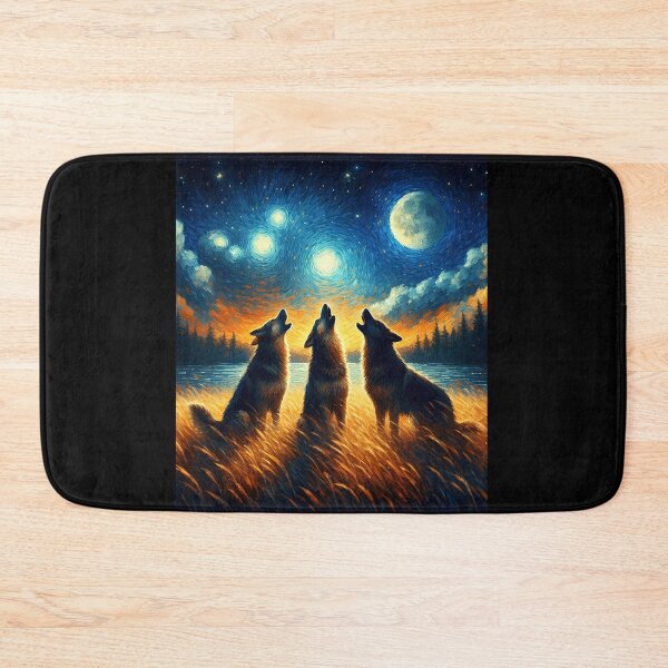 Item preview, Starry Night Three German Shepherds Howling at Moon Dog Lover designed and sold by Kimberley King Art  King Art.