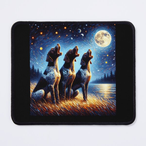 Item preview, Starry Night Three German Shorthaired Pointers Howling at Moon Dog Lover designed and sold by Kimberley King Art  King Art.