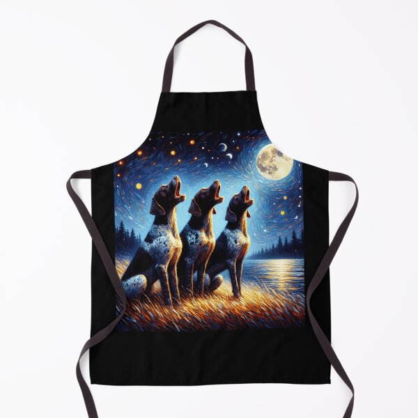 Item preview, Starry Night Three German Shorthaired Pointers Howling at Moon Dog Lover designed and sold by Kimberley King Art  King Art.