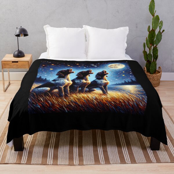 Item preview, Starry Night Three German Shorthaired Pointers Howling at Moon Dog Lover designed and sold by Kimberley King Art  King Art.
