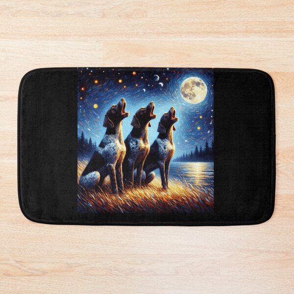 Item preview, Starry Night Three German Shorthaired Pointers Howling at Moon Dog Lover designed and sold by Kimberley King Art  King Art.