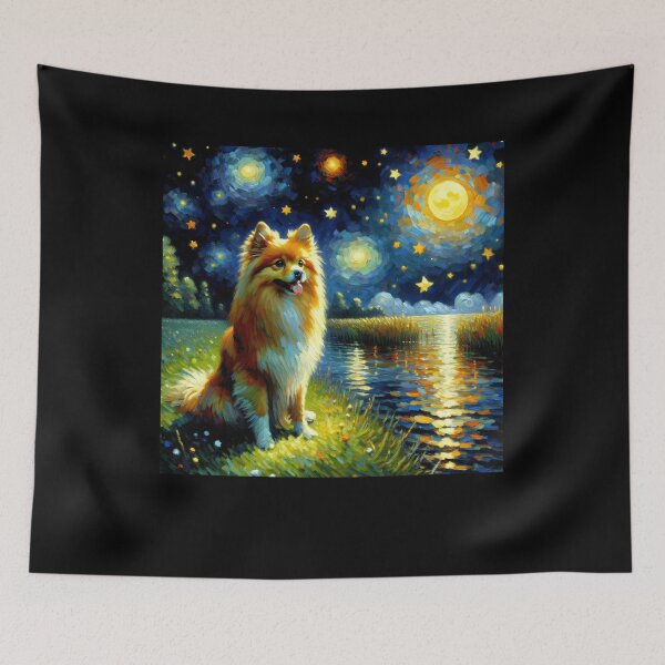 Item preview, Starry Night German Spitz Dog Van Gogh Lover designed and sold by Kimberley King Art  King Art.