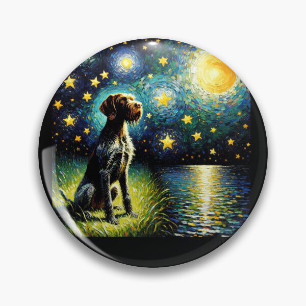 Item preview, Starry Night German Wirehaired Pointer Dog Van Gogh Lover designed and sold by Kimberley King Art  King Art.