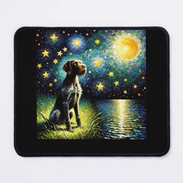 Item preview, Starry Night German Wirehaired Pointer Dog Van Gogh Lover designed and sold by Kimberley King Art King Art.