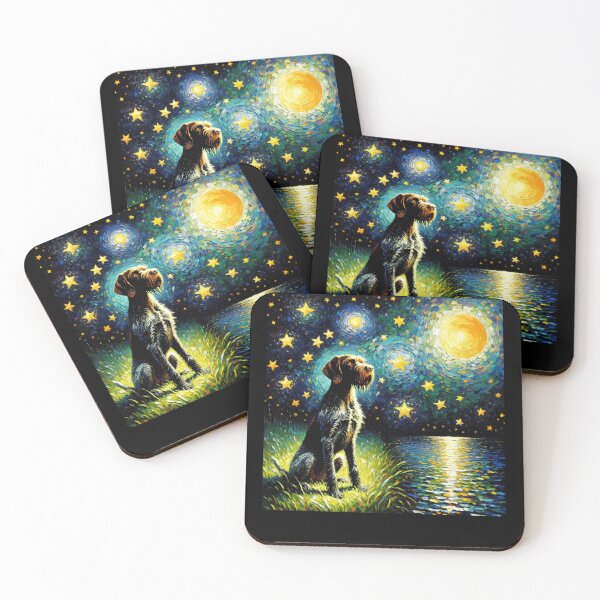 Item preview, Starry Night German Wirehaired Pointer Dog Van Gogh Lover designed and sold by Kimberley King Art  King Art.