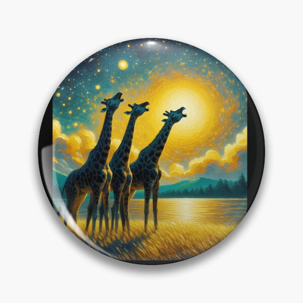 Item preview, Starry Night Three Giraffes Howling at Moon Van Gogh Lover designed and sold by Kimberley King Art  King Art.