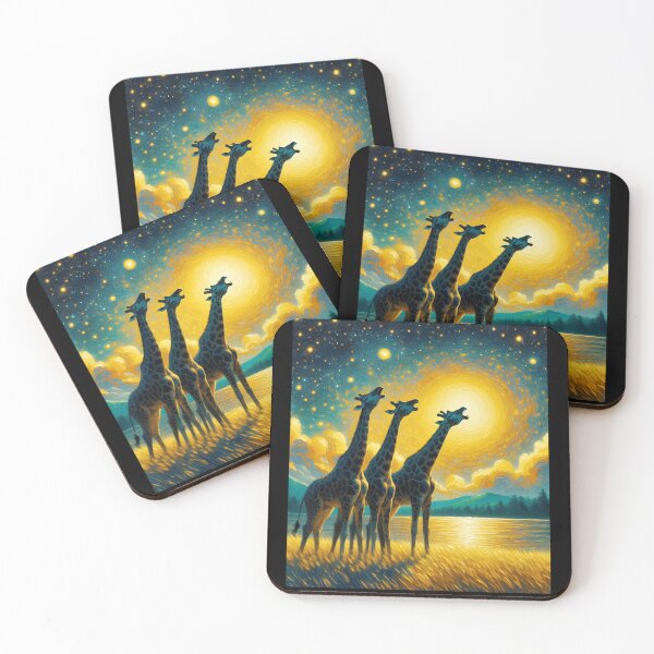 Item preview, Starry Night Three Giraffes Howling at Moon Van Gogh Lover designed and sold by Kimberley King Art  King Art.