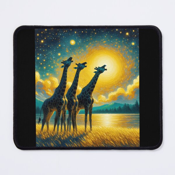 Item preview, Starry Night Three Giraffes Howling at Moon Van Gogh Lover designed and sold by Kimberley King Art King Art.