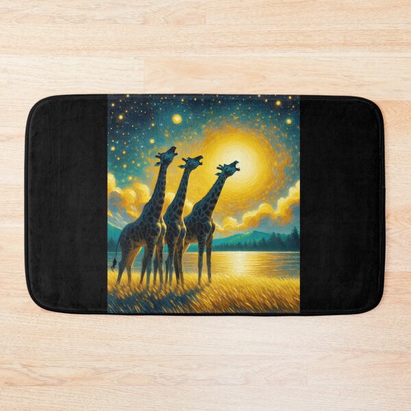 Item preview, Starry Night Three Giraffes Howling at Moon Van Gogh Lover designed and sold by Kimberley King Art  King Art.