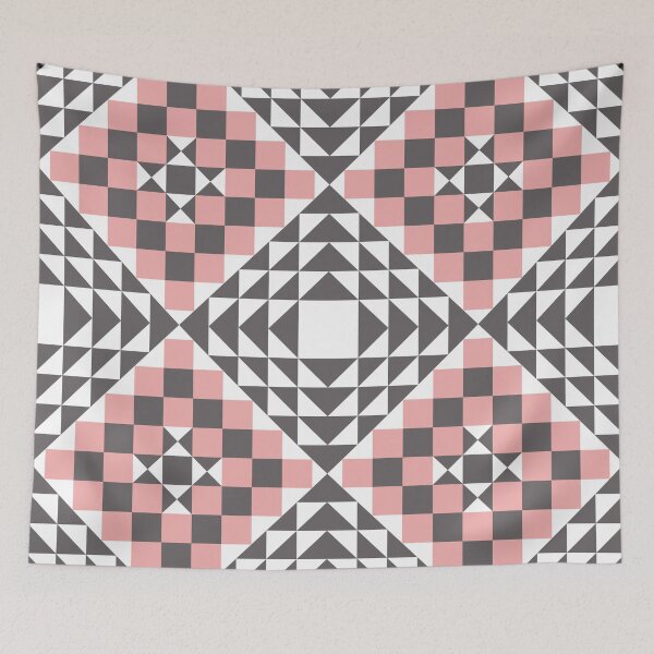 Item preview, Vintage Inspired Geometric Quilt Pattern with Soft Pink Accents designed and sold by BlueLela.