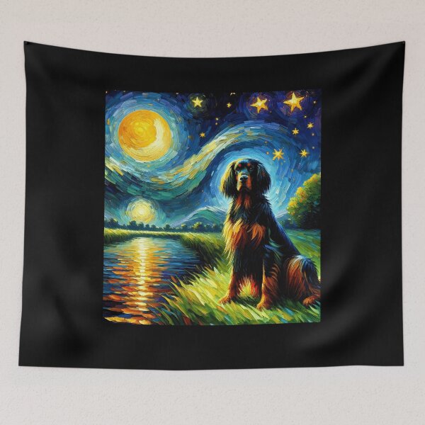 Item preview, Starry Night Gordon Setter Dog Van Gogh Lover designed and sold by Kimberley King Art  King Art.