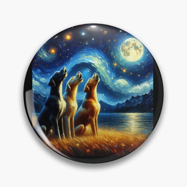 Item preview, Starry Night Three Great Danes Howling at Moon Dog Lover designed and sold by Kimberley King Art  King Art.