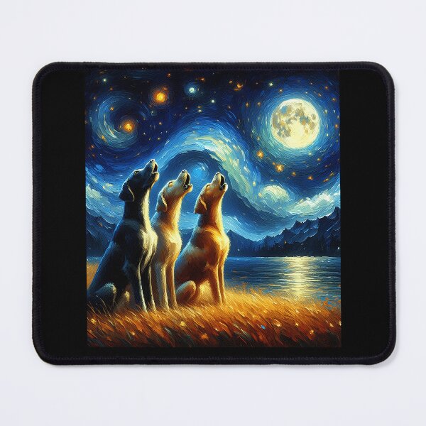 Item preview, Starry Night Three Great Danes Howling at Moon Dog Lover designed and sold by Kimberley King Art  King Art.